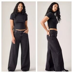 NWT Levis 94 Baggy Wide Leg Mid Rise Jeans Womens 30x31 Black Over Exposure